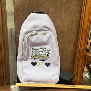 Purple Sling Bag with Inspirational Embroidery
